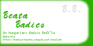 beata badics business card